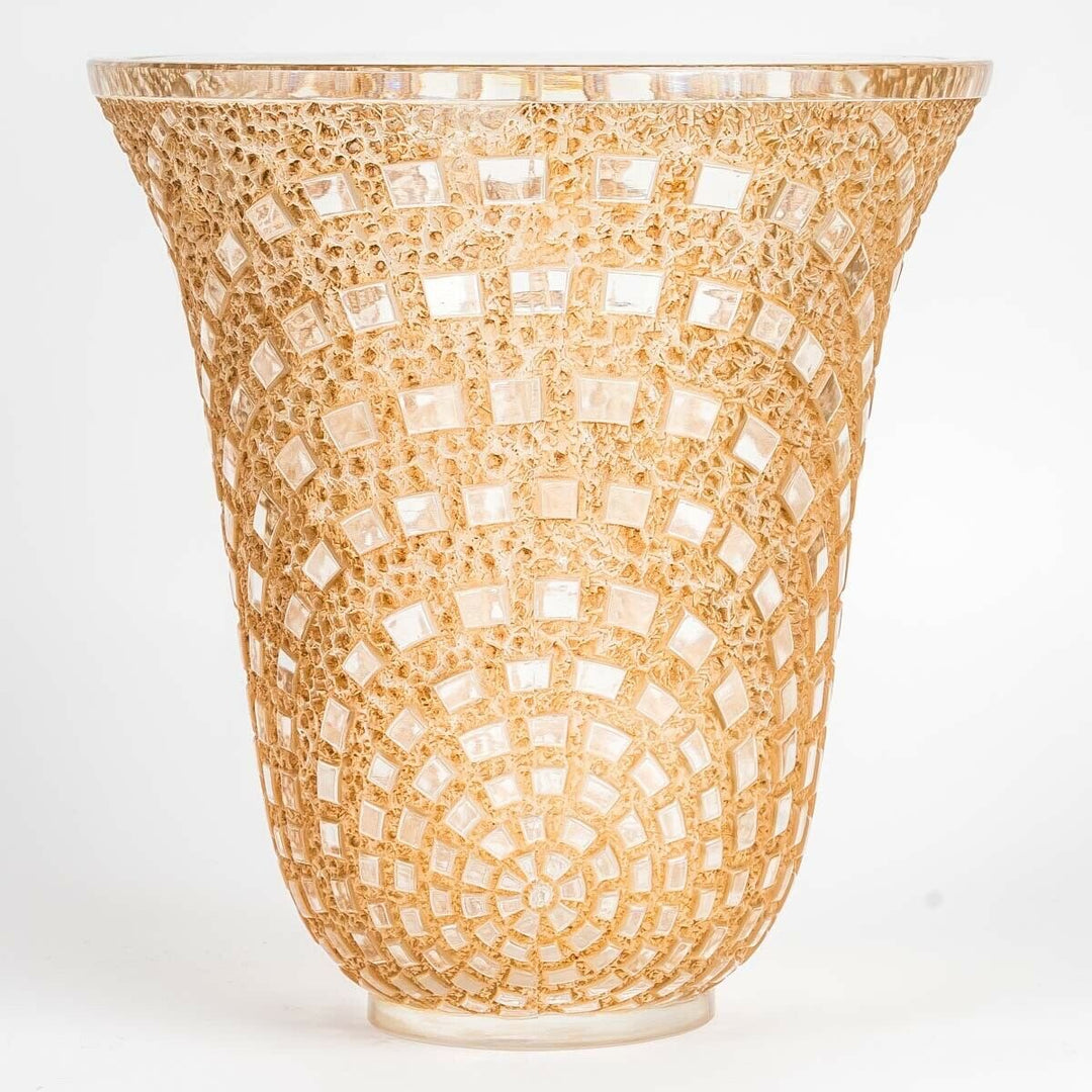 Vase Damiers Verre Patine Sépia René Lalique R.Lalique Stained Glass