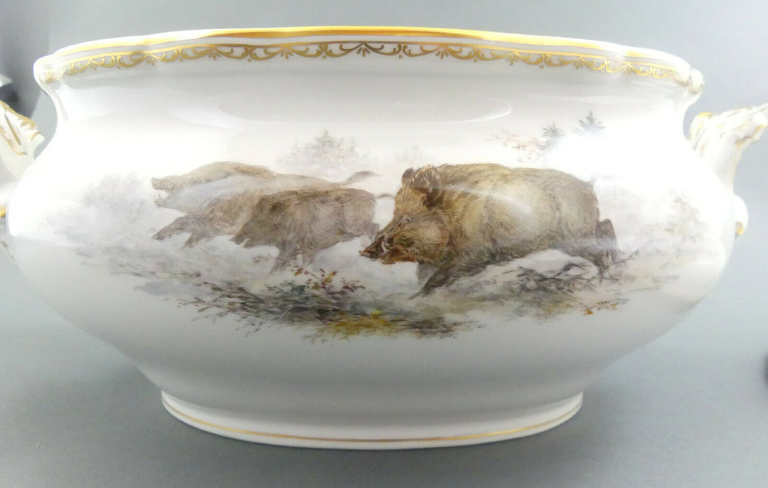 ⚔ Meissen 邁森 Terrine 00028 Volumen 3,5 Liter Wildmalerei Ridinger TOP 1.Wahl