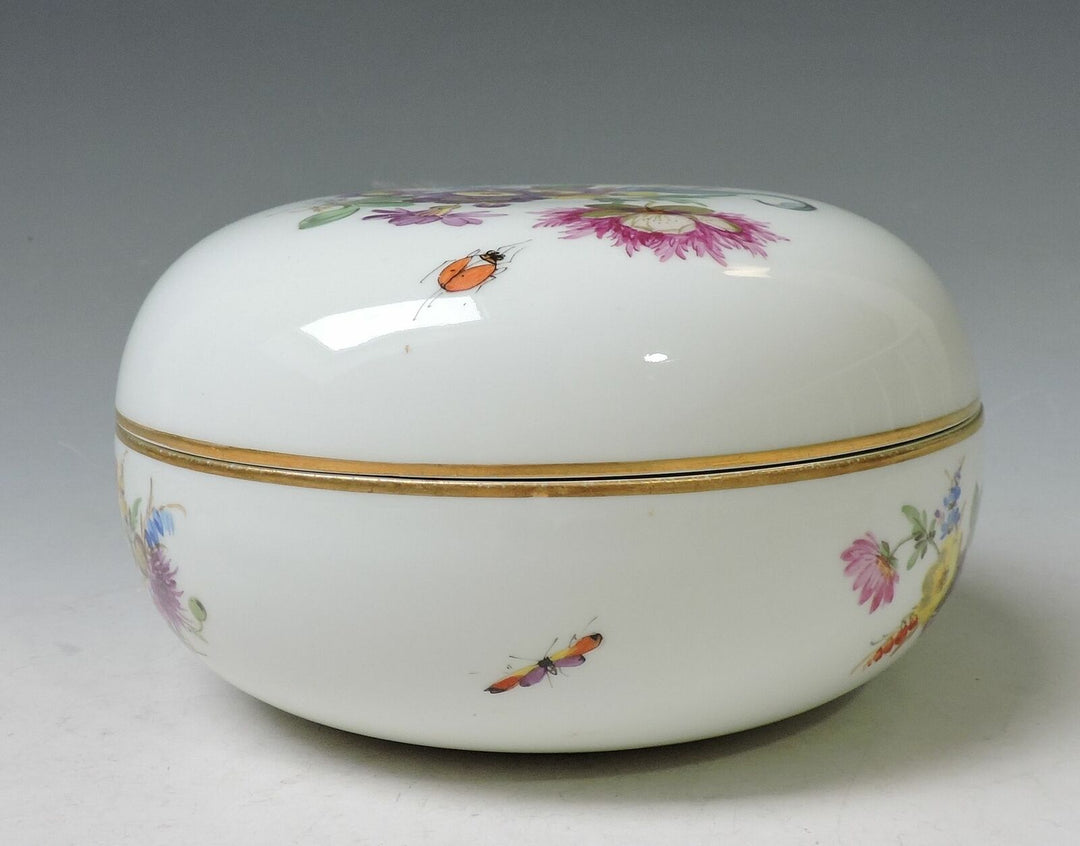 MEISSEN Highlight riesige Dose 16 cm -Insekten & Blumenmalerei -1. Wahl -RARITÄT