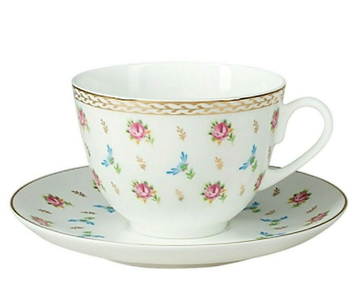 Imperial Porcelain Teacup & Saucer, Flower Waltz Pattern, LOMONOSOV, LFZ, IFZ