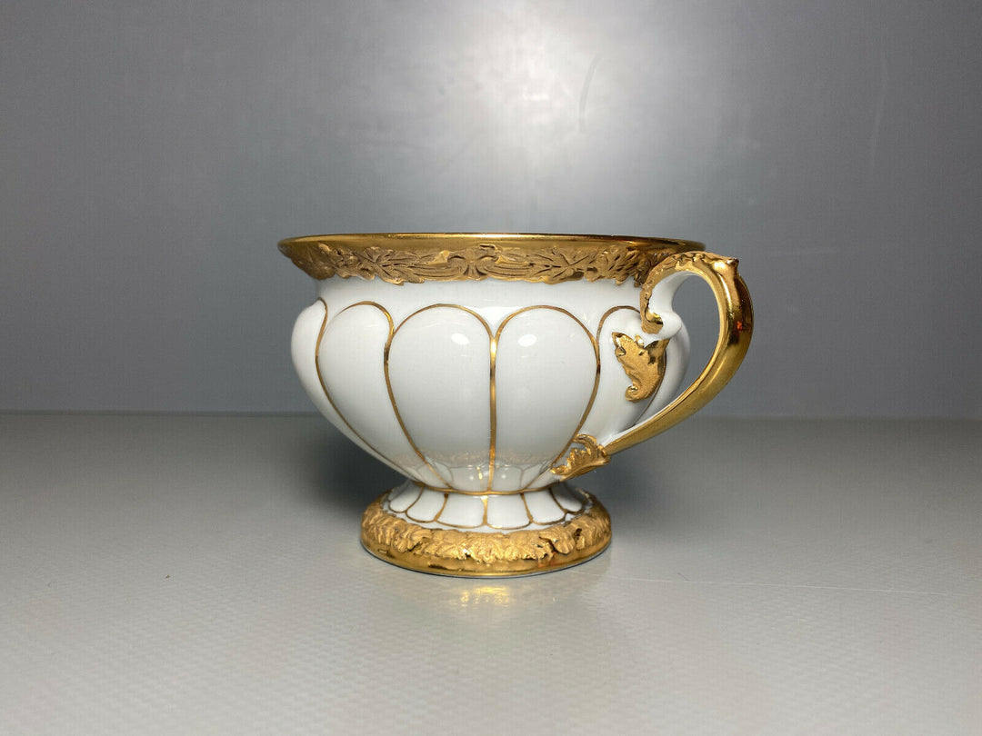 MEISSEN PRUNK KAFFEE GEDECK 3-TLG TASSE UT TELLER X-FORM VIEL GOLD GOLDBRONZE
