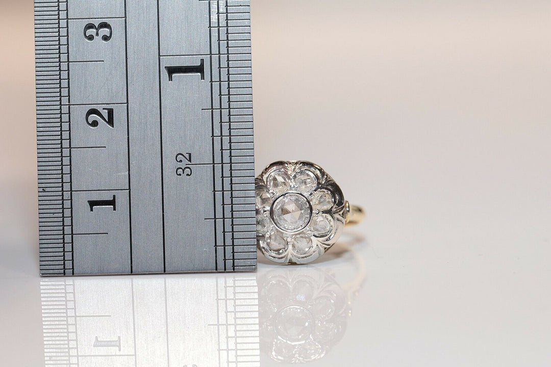 アンティーク 18K ナチュラルローズカットダイヤモンドのリング