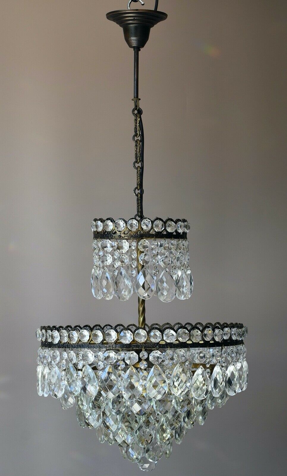 Empire Vintage Crystal Chandelier, Antique Style Lighting, French Lighting lamp