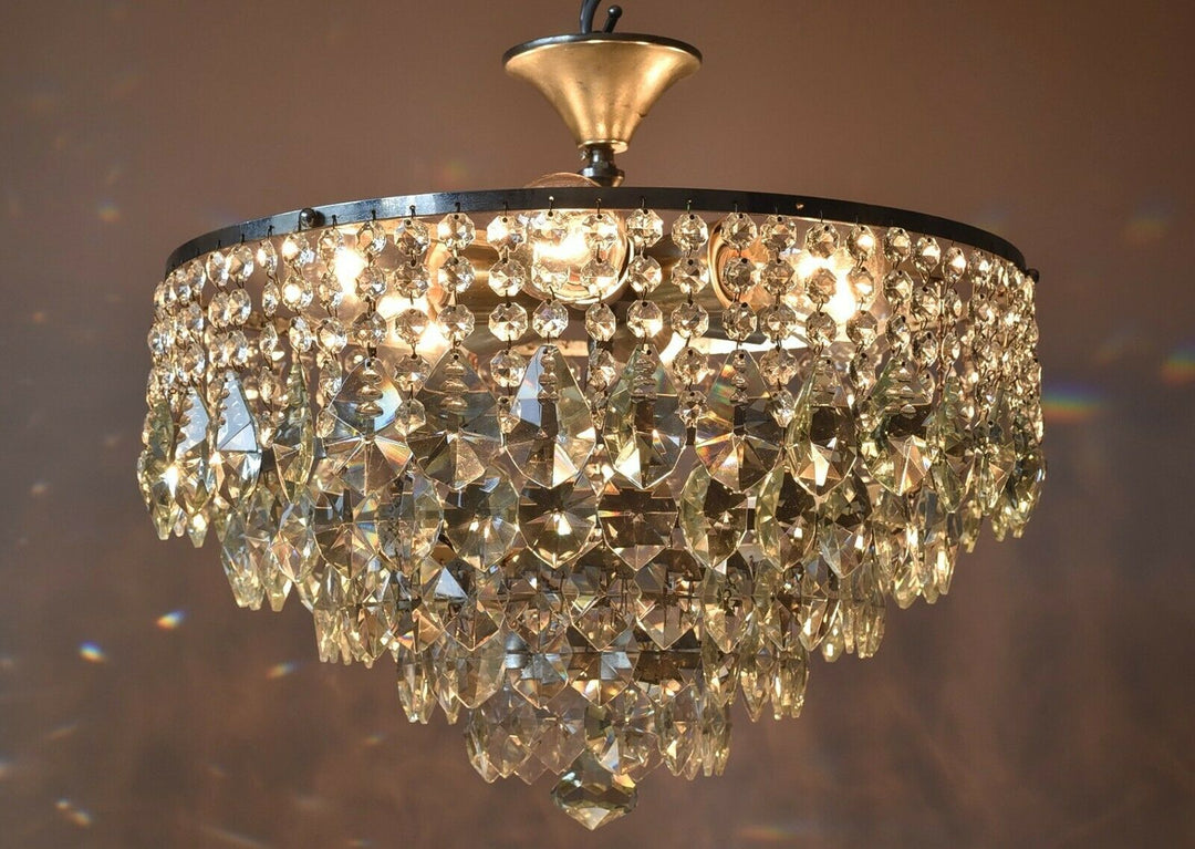 Silver Flush Crystal Crystal Chandelier, Ceiling Antique Vintage Lighting lamp