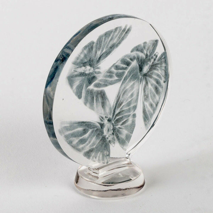 Cachet Trois Papillons Patiné Bleu Rene Lalique R.Lalique Glass Seal Butterflies