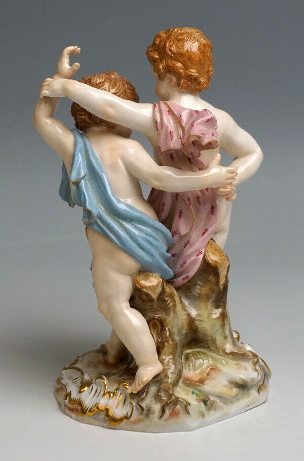 邁森 MEISSEN マイセン FIGUR 2 TANZENDE PUTTEN AMORETTEN 2 CHERUBS MNR: 2516 UM 1860
