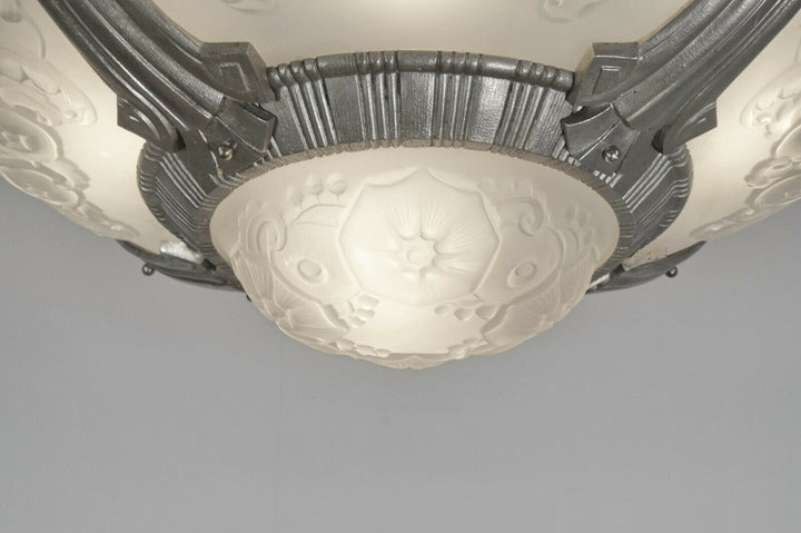 ミューラー兄弟＆プティトー：1930年フランスアールデコ調ペンダントランプ（サインあり）
