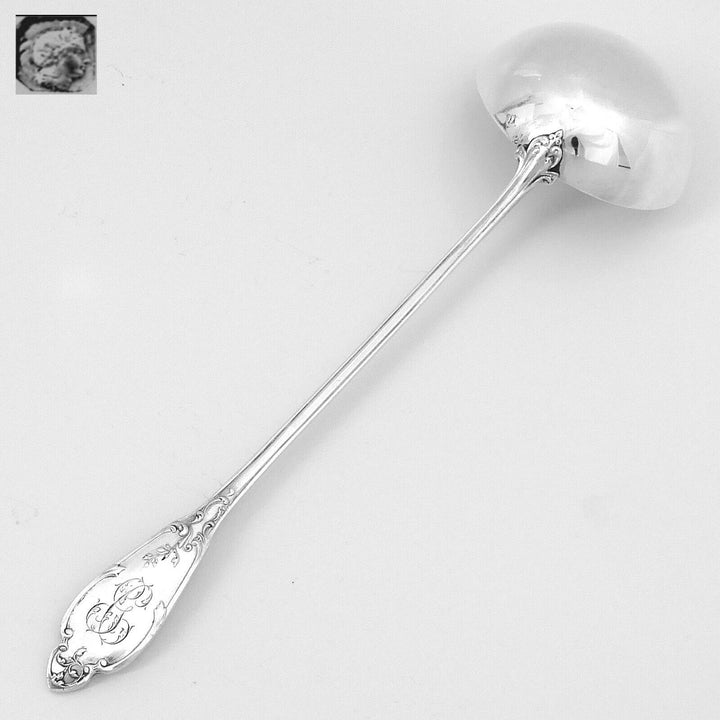 Debain Henin French Sterling Silver Dinner Flatware Set 49 Pc, Box, Flowers