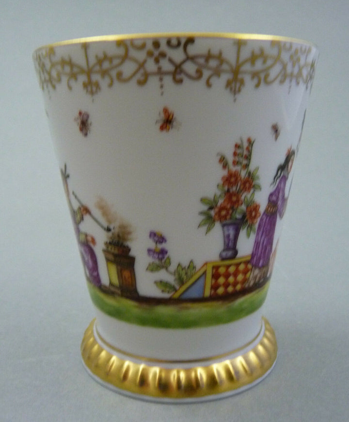 Becher Chinoserien = Höroldt Dekor 286793 = Chinesen + Tiere Meissen 1.Wahl TOP