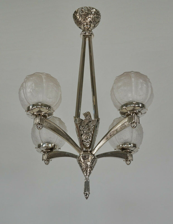 VANDAMME : FRENCH 1930 ART DECO CHANDELIER .......... lamp muller degue daum era