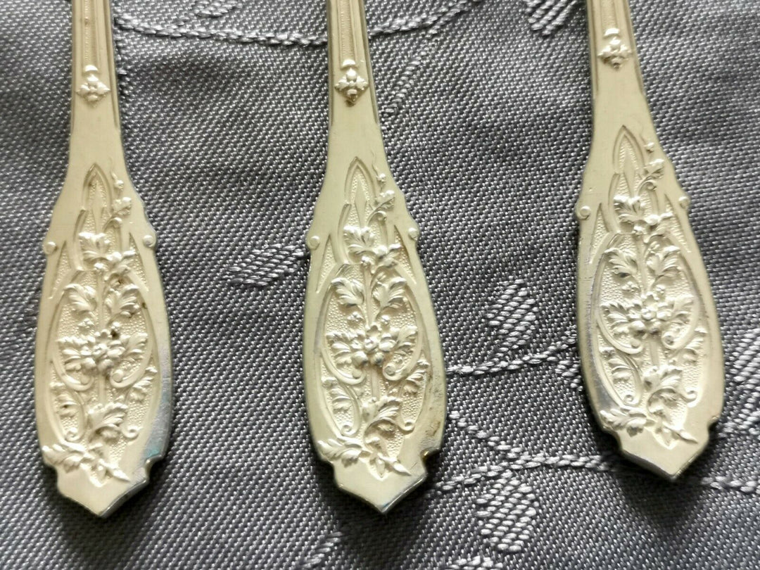 ARGENT MASSIF PUIFORCAT MODERNE FEUILLAGE 7 FOURCHETTES A HUITRES DESSERT