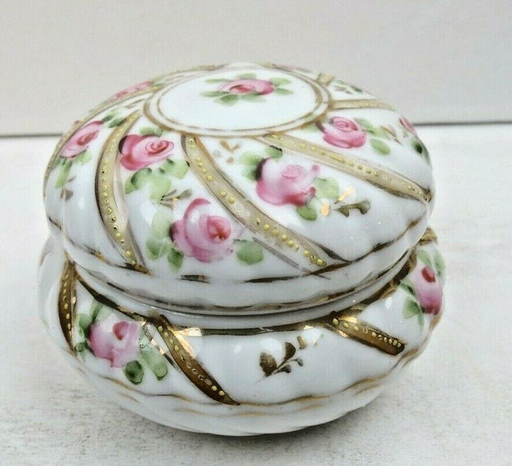 ANTIQUE MORIMURA NIPPON ROSES MORIAGE GOLD SWIRLS TRINKET DRESSER VANITY BOX