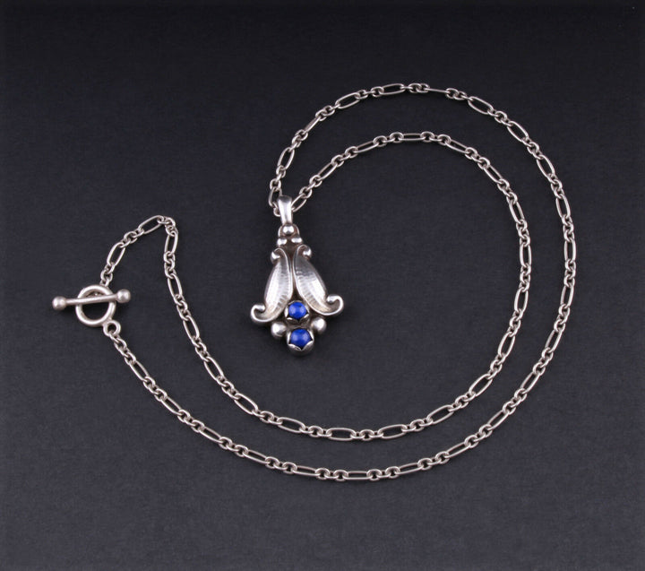 GEORG JENSEN Sterling Silver Pendant Of The Year 1993 with Lapis Lazuli.