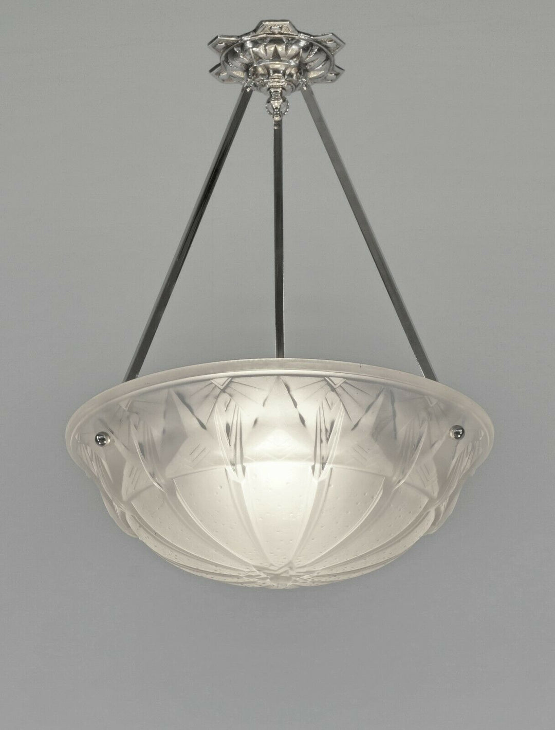 MULLER FRERES : FRENCH 1930 ART DECO PENDANT CHANDELIER ... lamp bronze lustre