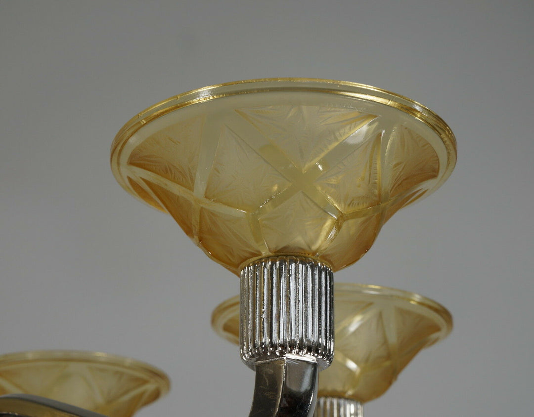 HANOTS : FRENCH 1930 ART DECO CHANDELIER .......... lustre lamp lampe muller era