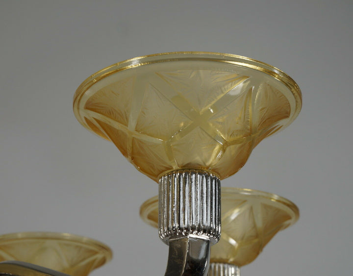HANOTS : FRENCH 1930 ART DECO CHANDELIER .......... lustre lamp lampe muller era