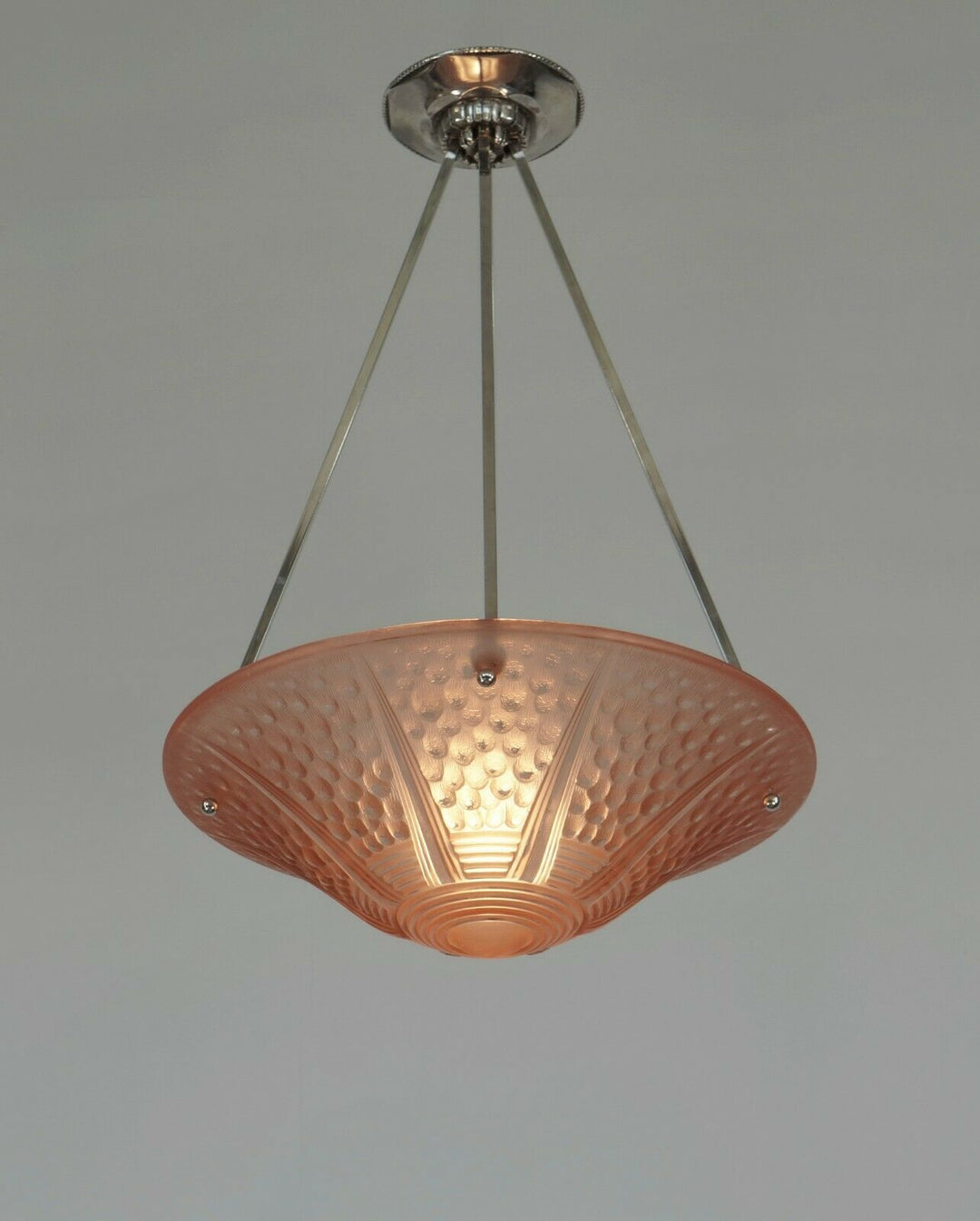 MULLER FRERES & A.BLOCH : large FRENCH 1930 ART DECO PENDANT CHANDELIER . France