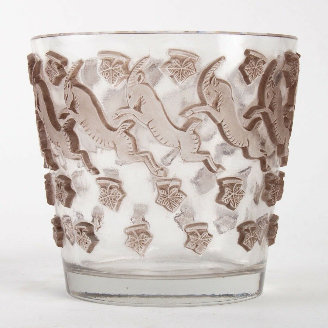 Vase Seau Champagne Jurançon Sepia René Lalique R.Lalique Glass Ice Bucket