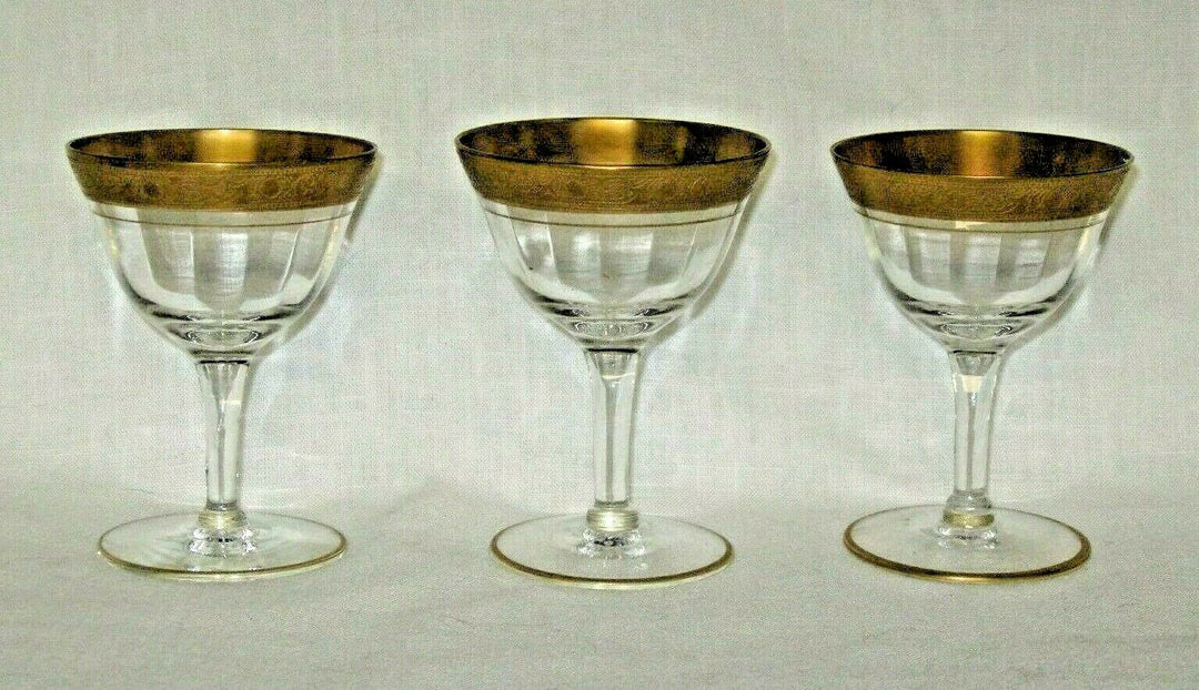 3 VTG Tiffin-Franciscan MINTON Small Sherbet / Champagne Glasses, Clear Optic