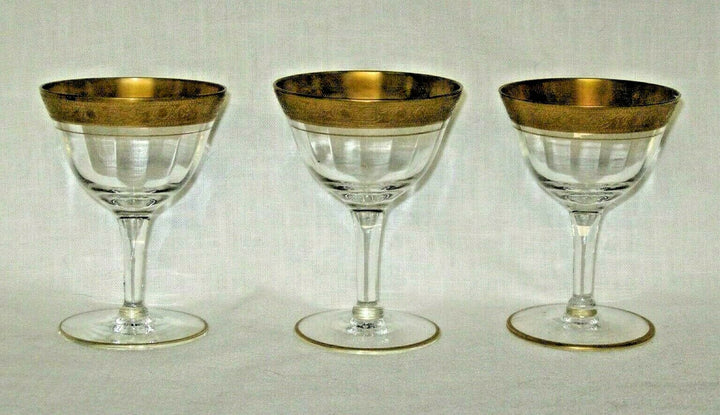 3 VTG Tiffin-Franciscan MINTON Small Sherbet / Champagne Glasses, Clear Optic