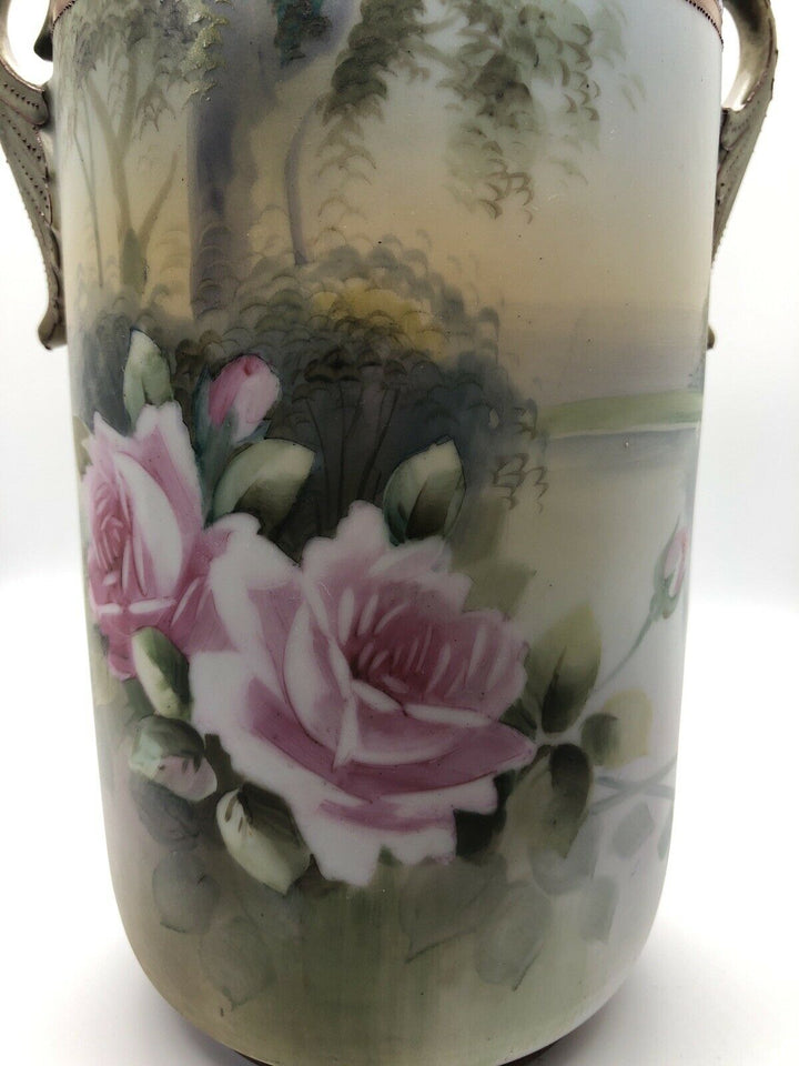 Large NIPPON NORITAKE FLORAL VASE Antique Soft Matte Finish