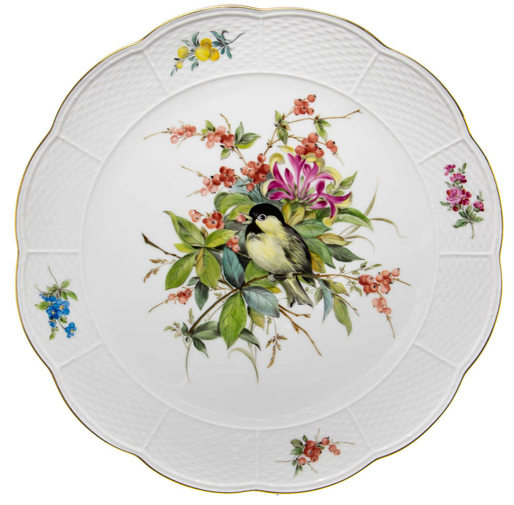 Kuchenplatte Vogel- und Blumenmalerei Meissen Neuosier Modell 1511 1984
