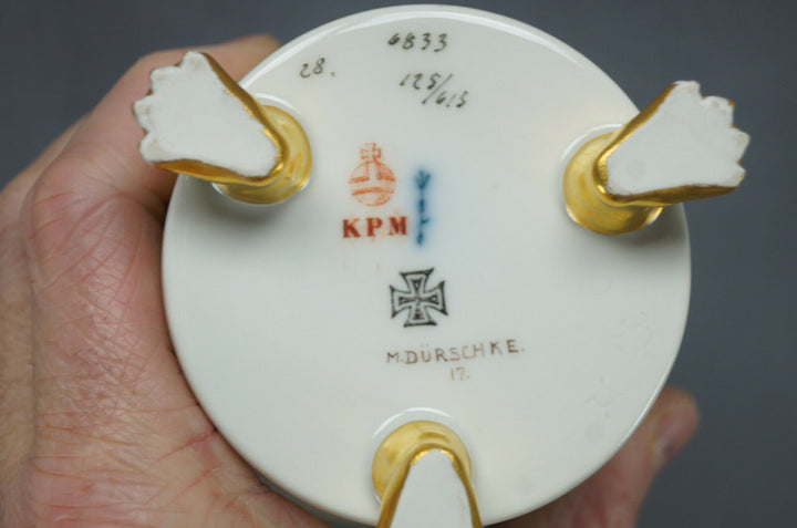 KPM Berlin Hand Painted WWI Wilhelm II Portrait & Gold Leaf Empire Form Cup