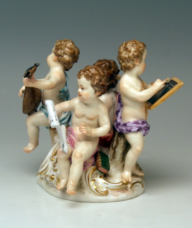 MEISSEN FIGUR AMORETTEN ALLEGORIE DER KÜNSTE CHERUB KAENDLER MNR: 1584 UM 1870