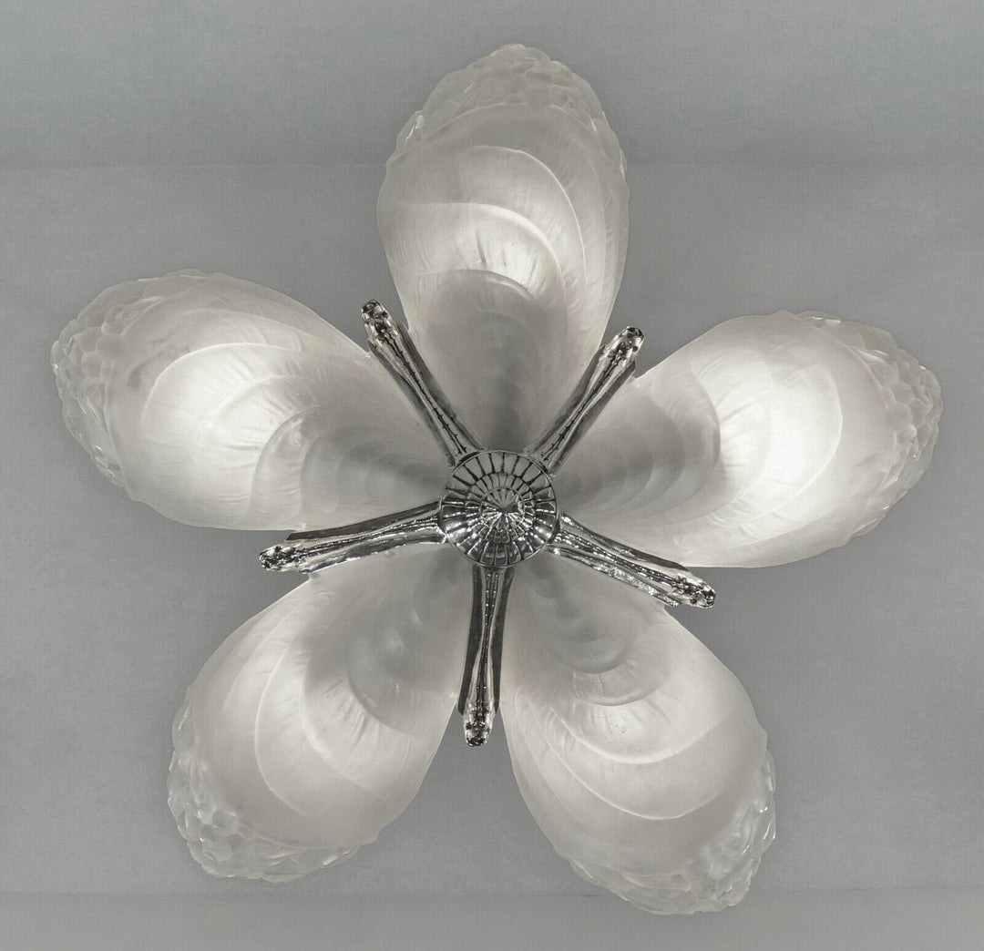 SCHNEIDER : LARGE FRENCH 1930 ART DECO CHANDELIER ....... lustre lamp muller era