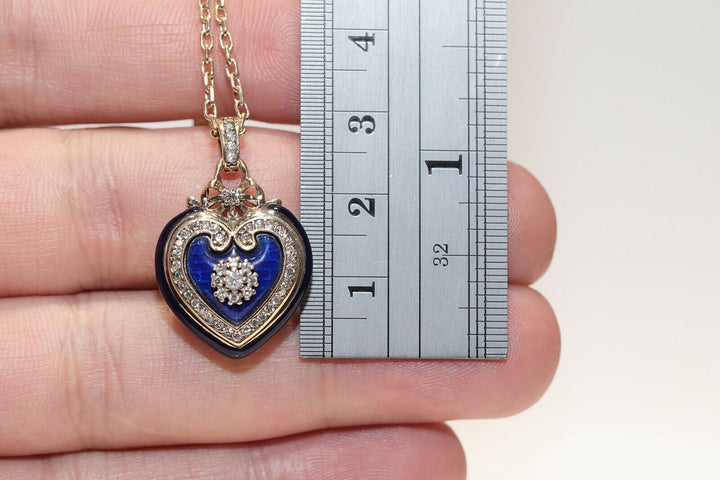 アンティーク ビクトリア朝スタイル 14K ゴールド 天然ダイヤモンド ハートネックレス