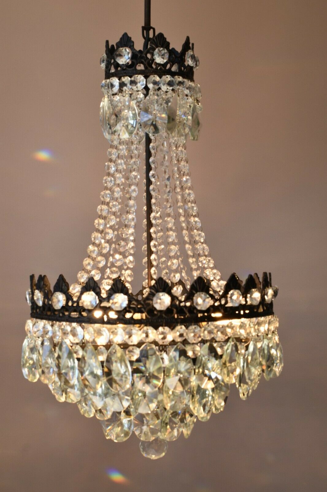 Antique/ Vintage Lighting, Old Crystal Chandelier,Hom