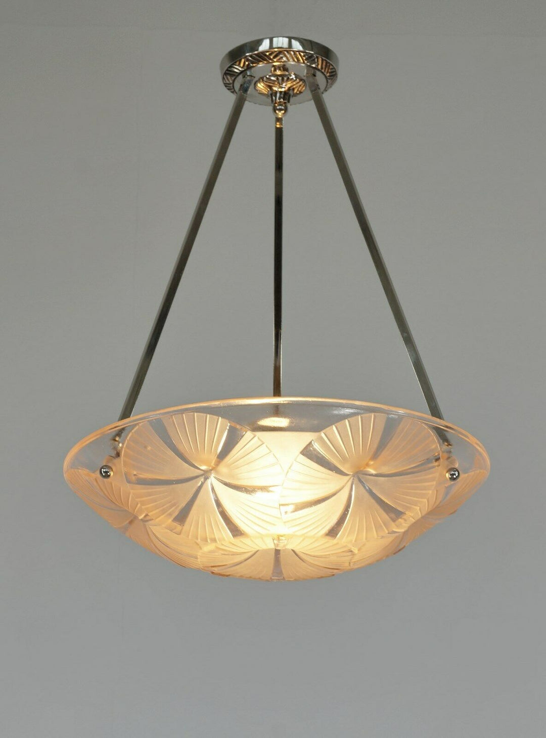 HUBENS & DEGUÉ : FRENCH 1930 ART DECO PENDANT . chandelier 1925 lamp muller era
