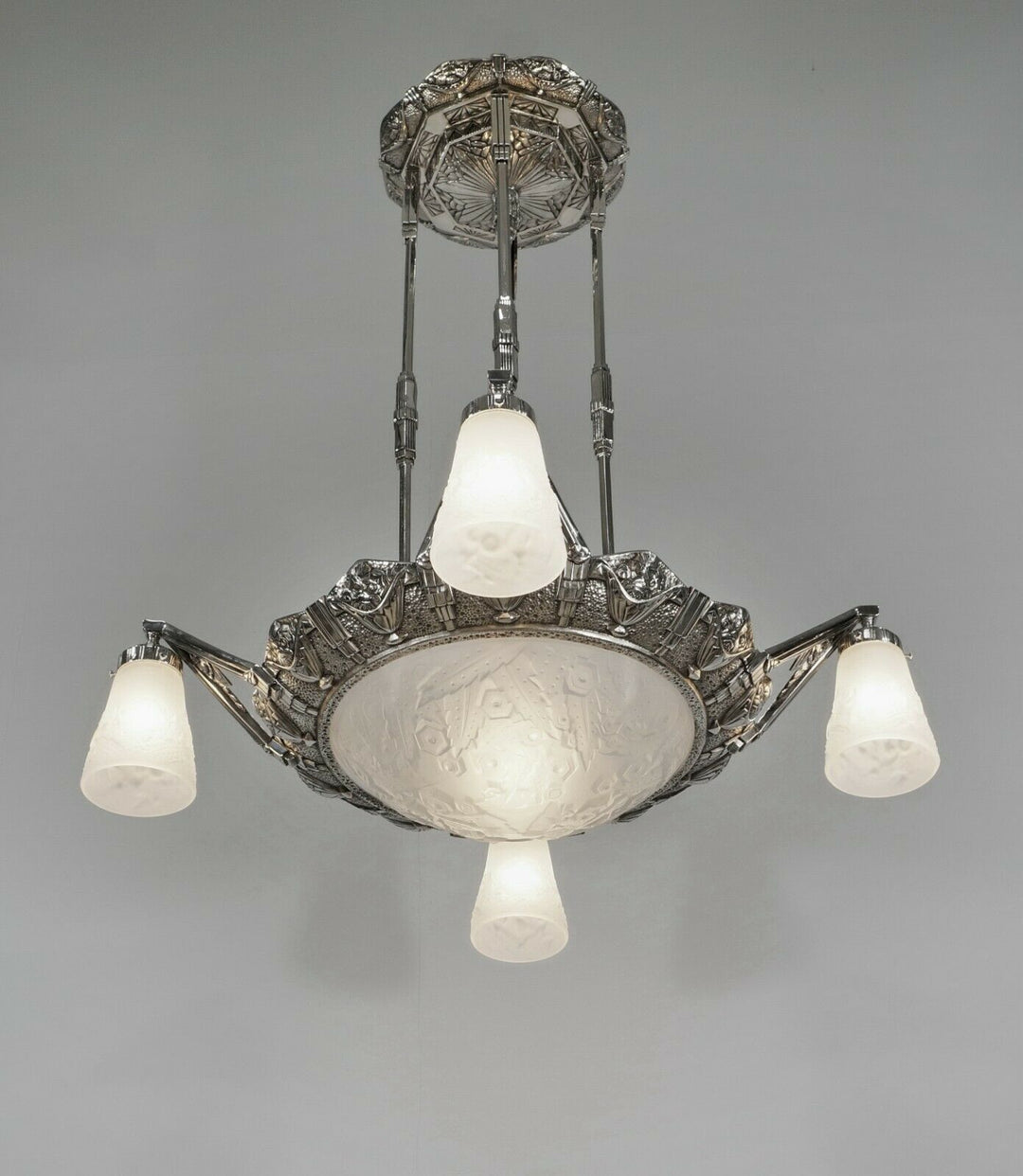 H.PETITOT & MULLER FRERES : French 1930 art deco chandelier