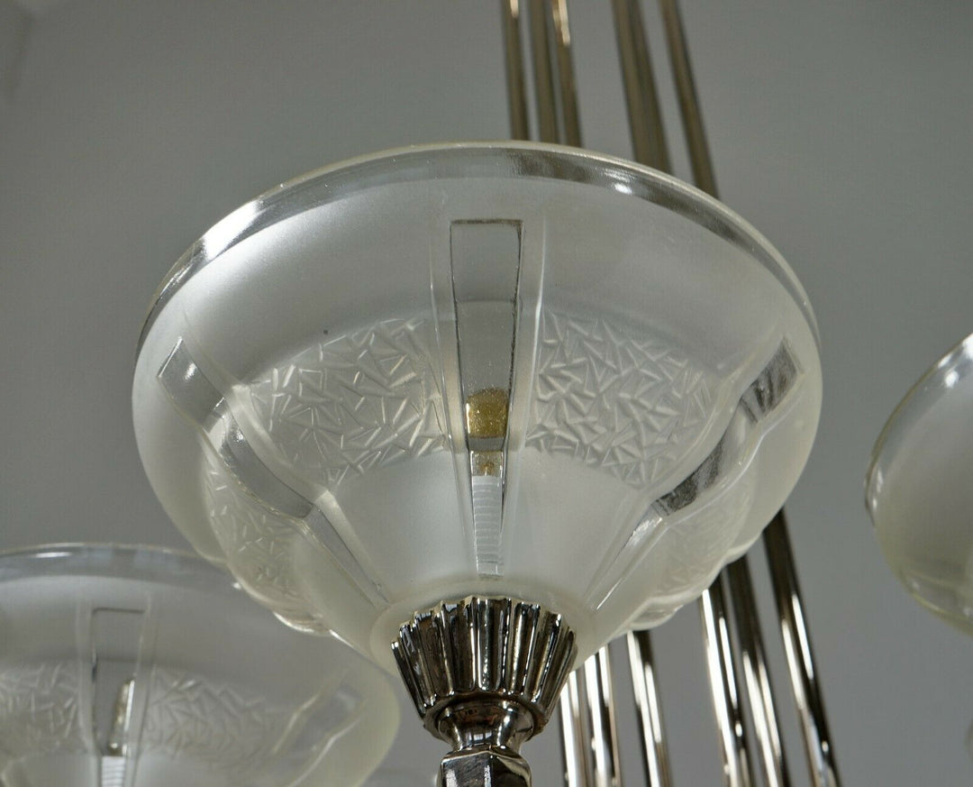 FRENCH 1930 ART DECO CHANDELIER by H.Fournet ...... lamp muller degué era France