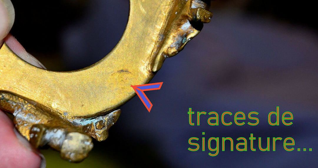 Eugène Rousseau, & BACCARAT. Vase rouleau en cristal bleu émaillé, monté bronze.