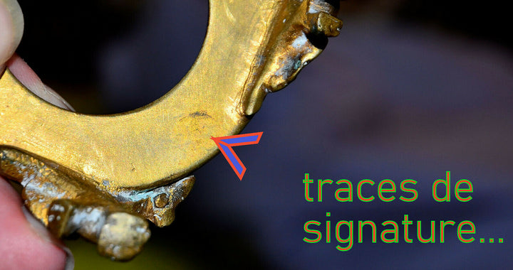 Eugène Rousseau, & BACCARAT. Vase rouleau en cristal bleu émaillé, monté bronze.