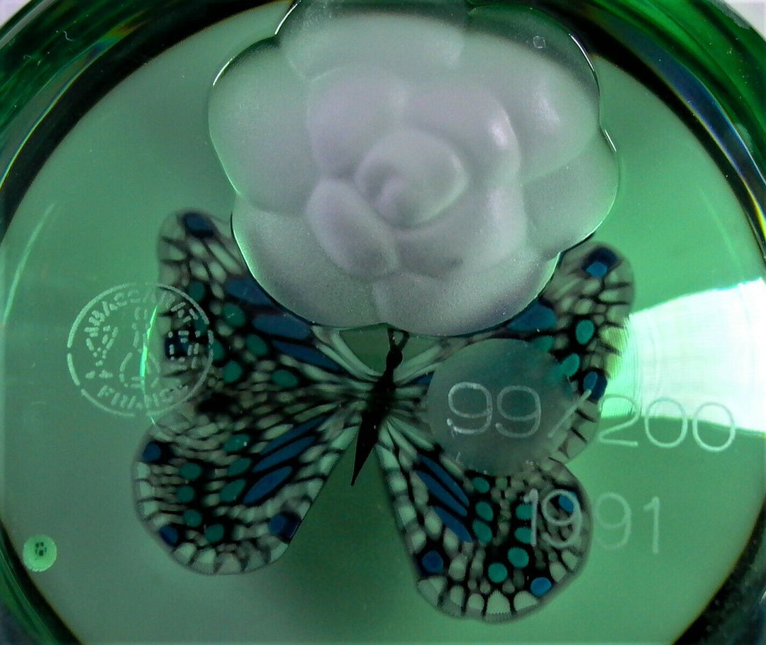 orig. BACCARAT Paperweight presse-papiers BUTTERFLY - limit. 99/200 - Zertifikat
