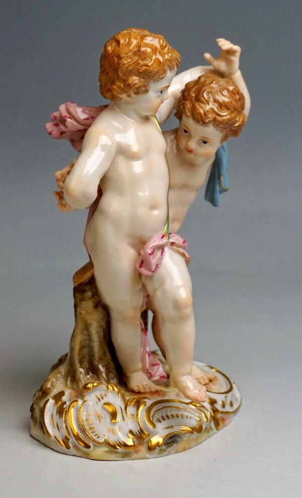 邁森 MEISSEN マイセン FIGUR 2 TANZENDE PUTTEN AMORETTEN 2 CHERUBS MNR: 2516 UM 1860
