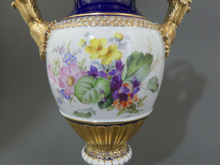  ⚔ Meissen Schlangenhenkelvase beidseitig Blumenbukett H.38,5cm 1.Wahl vor 1924