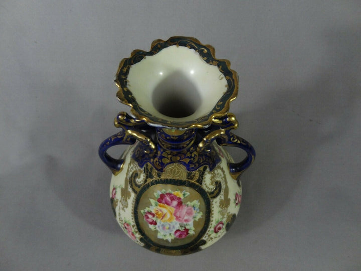 オールドノリタケ　花々が描かれたブルームの花瓶