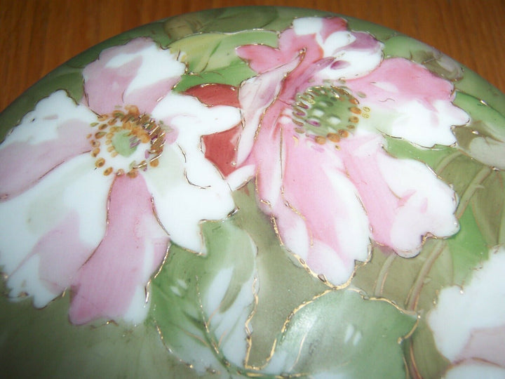 Morimura Handpainted Nippon Japan Large Floral and Gilt Covered Jar Dish Box