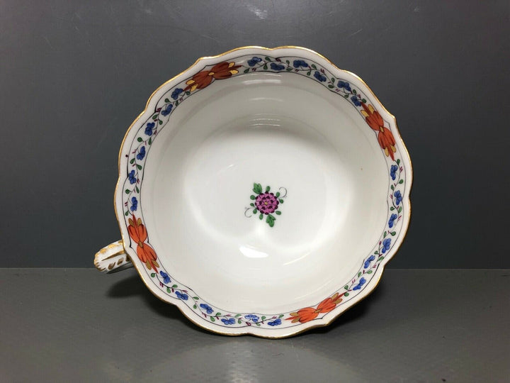 MEISSEN TASSE UND DESSERTTELLER INDISCHE MALEREI BUNT BLUMEN KAKIEMON GOLD