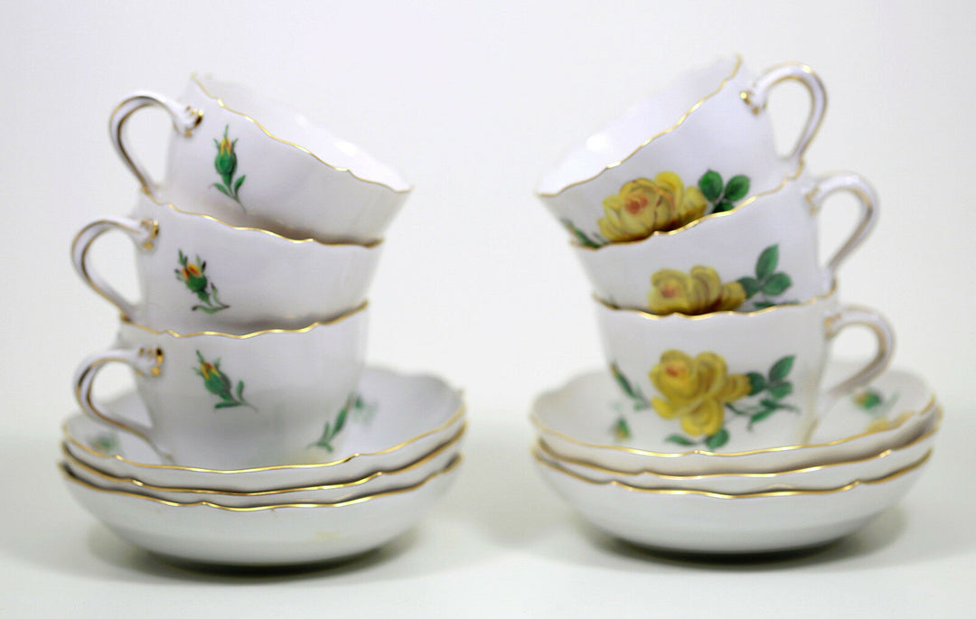 マイセン(Meissen)　モカサービス15点セット　イエローローズ　白磁　2級品