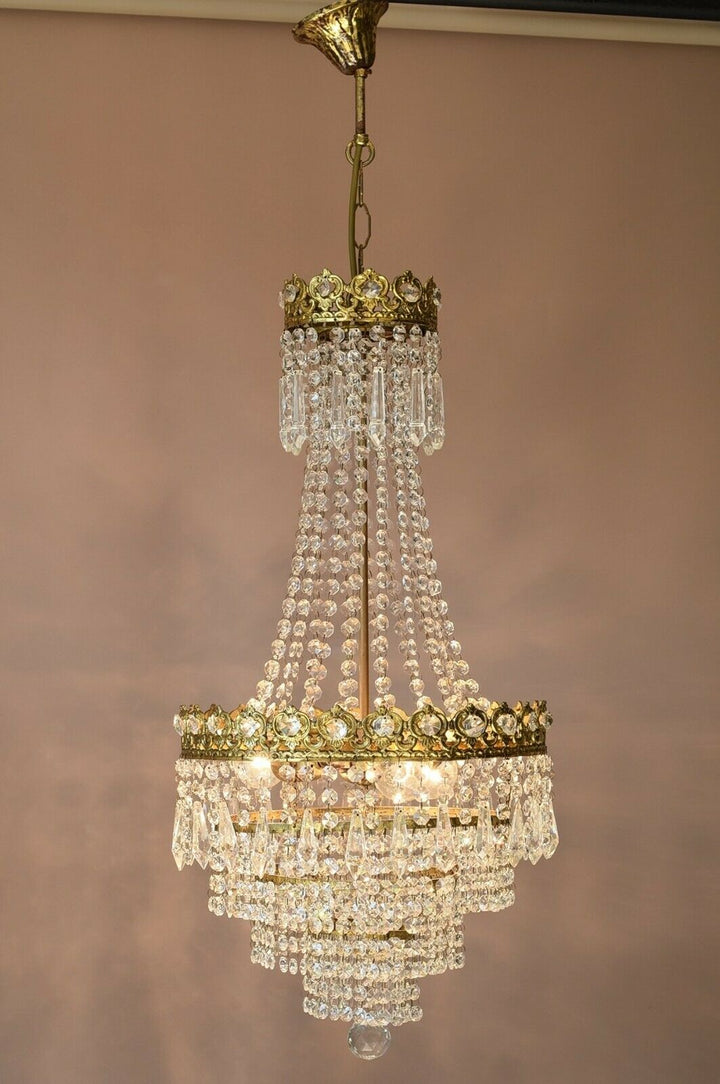 Vintage Crystal Chandelier, Antique French Style Lighting, lamp, Home Lighting