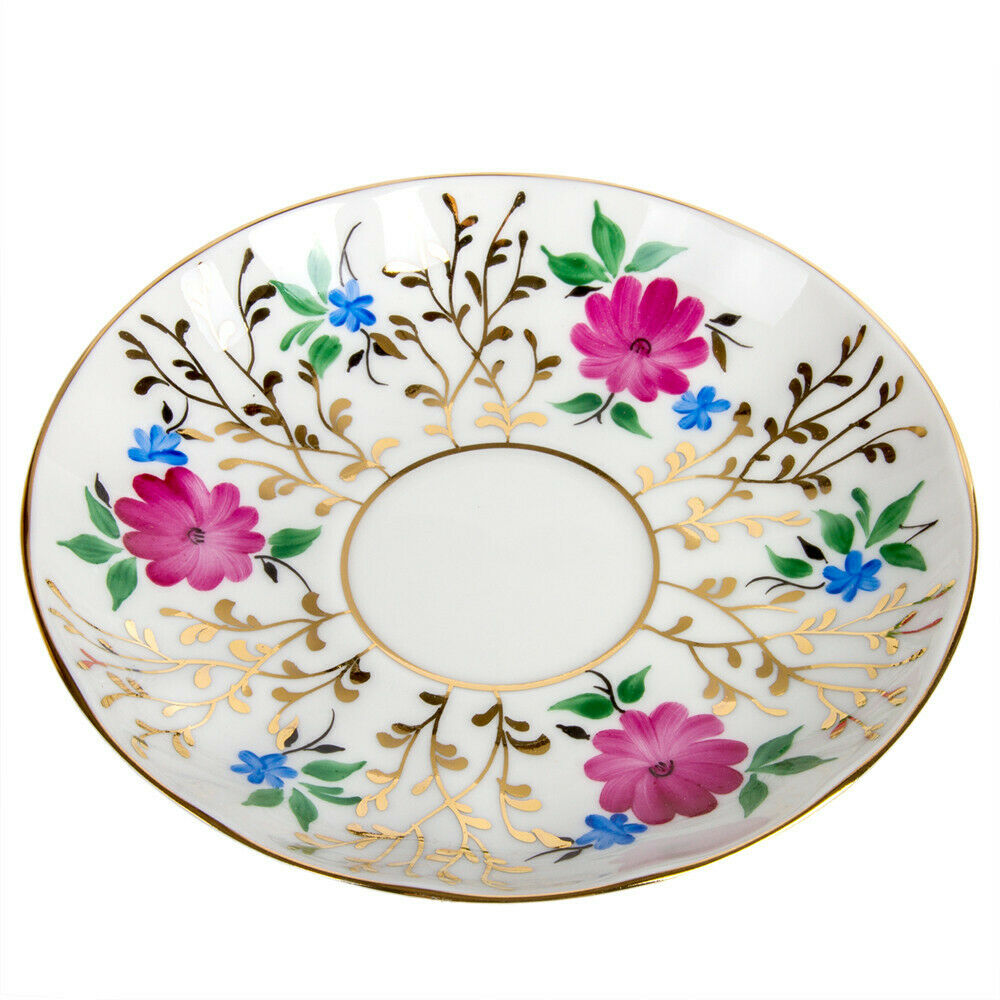 Golden Grass Teacup w/ Saucer by Imperial Porcelain Russian Lomonosov LFZ IFZ