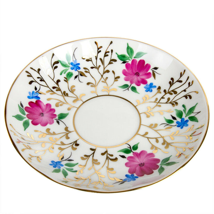 Golden Grass Teacup w/ Saucer by Imperial Porcelain Russian Lomonosov LFZ IFZ