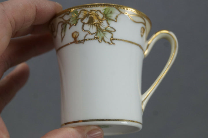 Nippon Morimura HP Orange Poppy Flowers & Gold Moriage Chocolate Cup & Saucer C