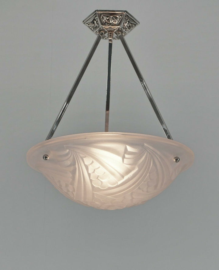 DEGUE : FRENCH 1930 ART DECO CHANDELIER .......... pendant Negra lamp muller era