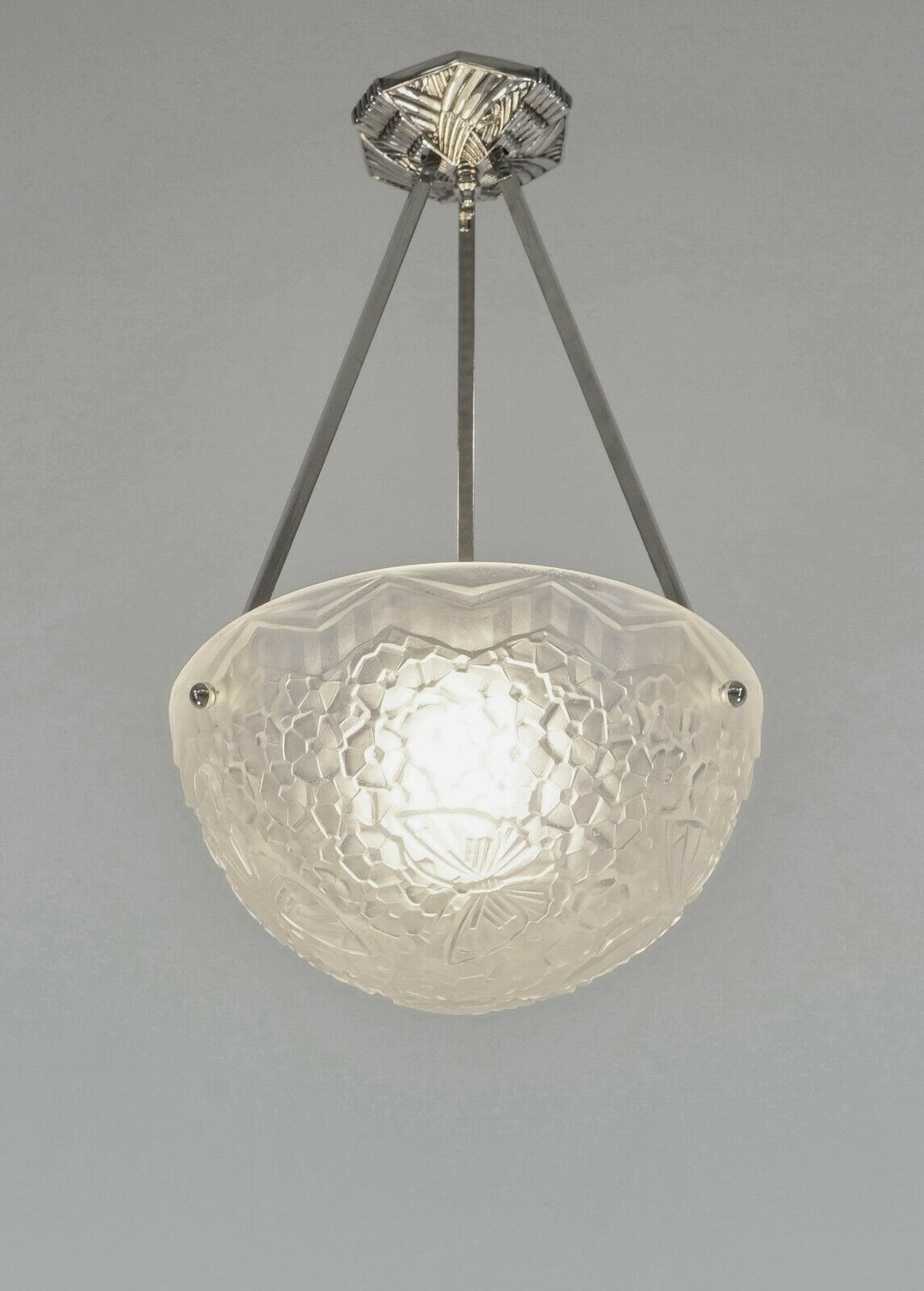 HETTIER VINCENT & HANOTS : pair of FRENCH ART DECO PENDANT S . chandelier France
