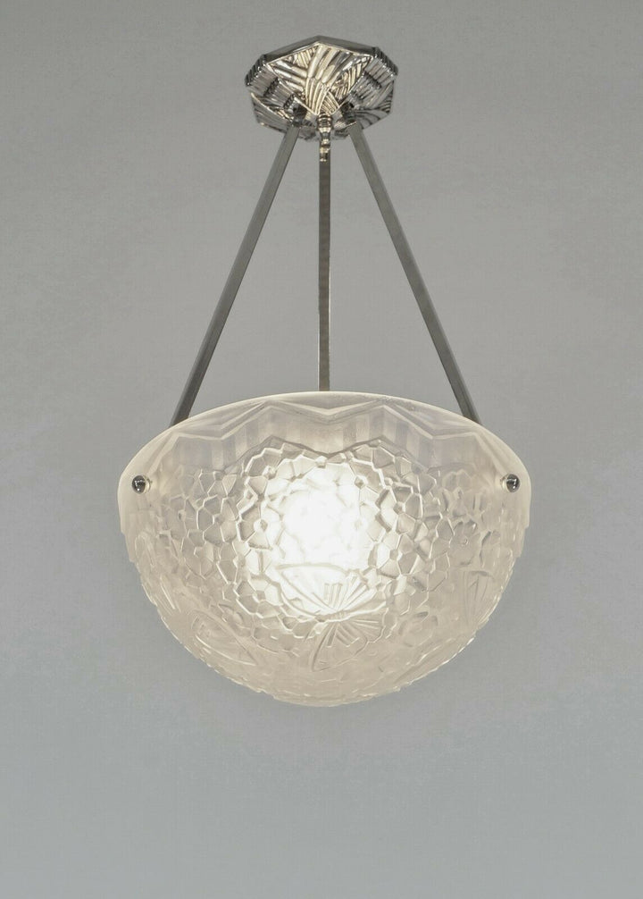HETTIER VINCENT & HANOTS : pair of FRENCH ART DECO PENDANT S . chandelier France